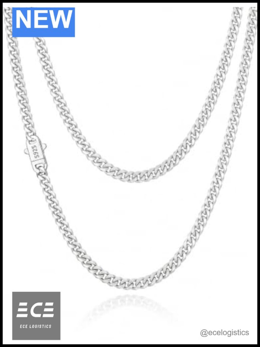 5MM Sterling Silver Cuban Link Necklace 925 Italian Craftsmanship